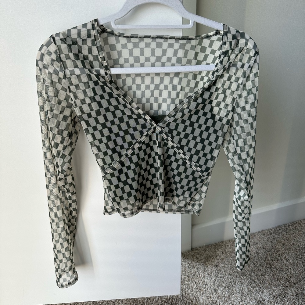 XS Abercrombie Green Checkered Long Sleeve Shirt